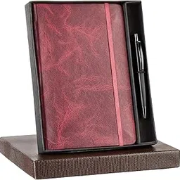 amazon basics A5 Diary With Ribbon Bookmark & Pen,Gift Set For Corporate & Personal Occasions (Red),240 Pages-picture-24