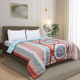 Signature Reversible Super Soft Double Bed Comforter/Quilt Set 350GSM 88x90 inches, and Fitted Elastic Bed Sheet with Pillow Covers (The Positive Circle, Comforter Only) image 1