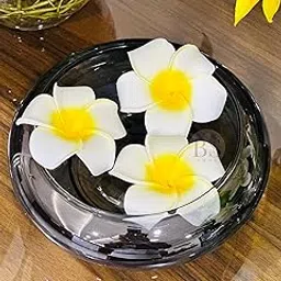 BS AMOR Flower Glass Vase, Urli Bowl Terrarium Succulent Planter, Air Plant Display, Decorative Centerpiece Floral Container for Home or Wedding Set of 1Black urli + 3 Flowers-image-69