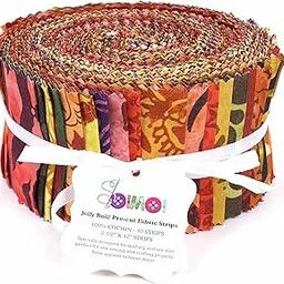 Soimoi 40Pcs Batik Print Cotton Precut Fabrics for Quilting Craft Strips 2.5x42 Inches Jelly Roll - Mustard Yellow-picture-25