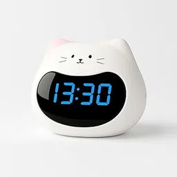 FORTUQO Cute Cat Digital Alarm Clock for Kids – LED Display with Night Light – Battery Operated – Bedroom Decor for Girls & Boys-image-60