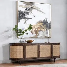 Goldview Furniture Wooden TV Cabinet with 4 Doors – Cane Front Panels and Round Knobs – Modern for Living Room & Entertainment Unit with Storage-image-21