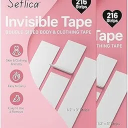 seflica SEFLICA® 432 Strips Double Sided Tape for Fashion, Clothing and Body | All Day Strength Invisible Dress Tape for women | Gentle to stick on Skin and clothes | Transparent (2 * 216 Pcs Strips)-picture-42