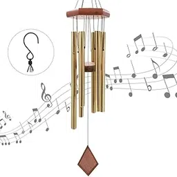OCACA Wind Chimes Outdoors, 26” Medium Musical Deep Tone Wind Chime with 6 Aluminum Tuned Tubes, Soothing Sympathy Gift for Mother, Birthday, Garden, Patio, Home Decor Golden (with S Hook)-image-74