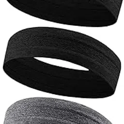aoiiwer Headband, Sweatband, Sweatband, Men's, Women's, Sports Turban, Stretchable, Breathable, Thin, Lightweight, Solid, Soft to the Touch, For Cleansing, Hair Clip, Running, Dance, Yoga, Jogging, Bicycle, Unisex, Set of 3 (Black + Black + Dark Gray)-picture-55
