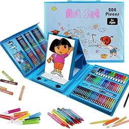 Masterstor Children Deluxe Art Drawing Crayon Colour Set - Creative Fun Kit for Kids – Painting and Colouring Set for Kids with oil pastels, watercolours, crayons, markers (208Pcs- Black)-picture-12