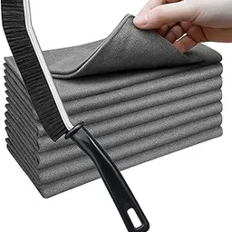 Microfiber Cleaning Cloth & Hard Bristle Crevice Cleaning Brushes for Household Use,Reusable Magic Lint Free Cloth.Water Streak Free Miracle Cleaning Cloth for Window Mirror Glass and Cars(3 pcs)-image-95