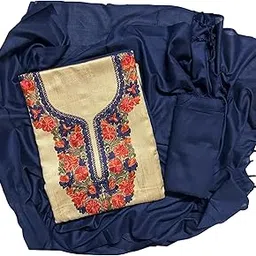 ejs Women's Unstitched Woollen Kashmiri Embroidered Salwar Suit Dress Material With Woolen Stole-picture-58