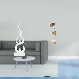 MERISHOPP Abstract Resin Flame Leaf Statue Modern Fire Sculpture Metal Leaf Figurine Creative Ornament for Office Patio Table Home Bookshelf Party Gift-image-80