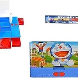 YBN Big Size Multifunction Cartoon Theme Jumbo Pencil Box for Kids Boys, Push Button Pencil Box for Girls, Return Gifts for Kids (Dore mon) - with Free 1 Invisible Writing Light Pen, Assorted-picture-32