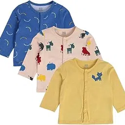 miniklub Mini Klub Baby Long Sleeve Knitted Cotton Front Open Vest, Pack of 3 (Multi Color)-picture-32