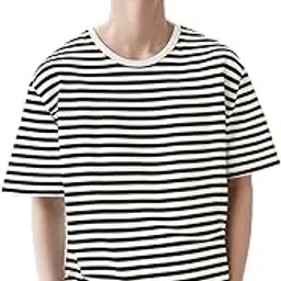 mack jonney Oversized | Loose Fit | Half Sleeves 100% Cotton Round Neck Striped T-Shirt for Men-MACK640558-picture-54