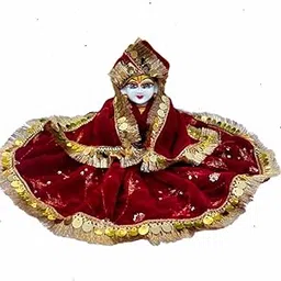 Premium Velvet Kanha Ji Winter Dress with Dupatta (Shawl) | Thakur Ji Poshak with Cap | Soft Warm Fabric for Laddu Gopal | Winter Dress for laddu Gopal ji (Maroon) (2)-picture-27