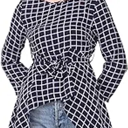 9ine pillars Small Checked Blue Color Printed Women or Girls Top(104-TOP-BLUE-L)-picture-10