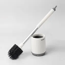 TONSYL Toilet Brush and Holder Set for Bathroom, Deep-Cleaning Silicone Toilet Bowl Brush with Non-Slip Long Plastic Handle, Bendable Head to Clean Toilet Corner Easily (Desing 2)-picture-64