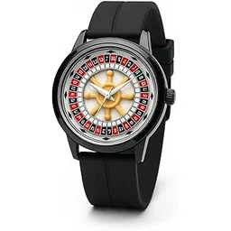 aroa Casino Roulette Dial Analog Watch | Rotating Center Disk | Premium Silicone Strap | Unique Spin-to-Win Design | Stylish Casual Wristwatch for Men & Women-picture-45