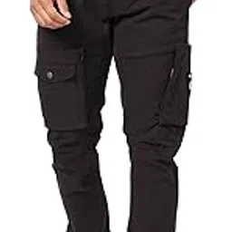 spykar Men Black Cotton Joggers Fit Ankle Length Mid Rise Cargo Pant-picture-27