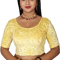 texnova Premium Velvet Blouse with Golden Sequin Floral Sequins Embroidery - Readymade, Stretchable, Ethnic Women's Fashion-picture-38