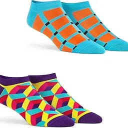 dynamocks Men's and Women's Combed Cotton Ankle Length Socks (Pack of 2) (Multicolour, Free Size)-picture-36