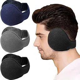 Ear Muffs for Winter, Multicolor Windproof Ear Cover Behind the Head Women Men's Ear Muffs, Polar Fleece Foldable Earmuffs Ear Warmers for Outdoor Sports (Black, Gray, Navy, 3Pieces), Multicolor, One Size-image-55
