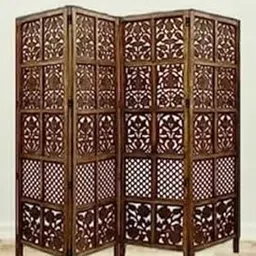 Wooden Partition Screen || Room Divider Traditional Handicrafts || Brown (4 Panel) (Design 1)-picture-18