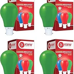 KWW 3W B22 Green Night Light LED Lamp Pack of 4 | Low Power Consumption | Night Bulb for Bedroom, Home, Kids Room-picture-38