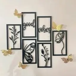 DarkIndia Set of 6 Wooden Wall Art Frames – Nature Theme Decorative Panels | Laser Cut MDF Wall Hanging (20.3 x 13.5 cm Each) | Modern Good Vibes Wall Décor for Living Room, Bedroom, Hall & Office-picture-32