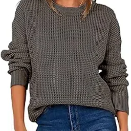 tysort Women’s Oversized Waffle Knit Pullover Sweater – Long Sleeve Casual Loose Fit Cozy Crewneck Winter Top-picture-16