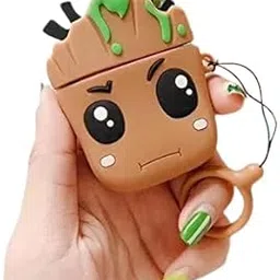 YSTIFYRA Soft Silicone Protective Case 3D Design Shockproof Case Cover with Anti-Lost Metal Keyring Compatible for Apple AirPods Pro Charging Case (Groot)-image-3