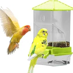 Parrot Feeder,Parrot Feeder for Cage Birds - No Jam Transparent Food Container with Removable Perch & Catch Tray (7.9x8.3x18.5cm) - Bird Box for Parakeets,Cockatiels-image-11