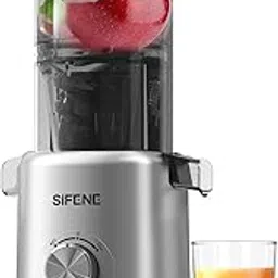 Whole Fruits Cold Press Juicer Machines, 4.3-inch (110mm) Powerful Wide Mouth Slow Masticating Juicer with Large Feed Chute for Vegetables and Fruits, Easy to Clean (Gray)-image-5