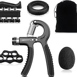 TORMETI Hand Grip Strengthener Forearm Trainer Kit 5 Pack, Adjustable Hand Gripper(22-132Lbs/ 10-60kg) For Fitness Exercise Tools Wide Grips for Men and Women Home Exercise Perfect System (Black)-image-101