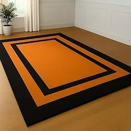 Modern Geometric Area Rug, Hand Tufted Orange and Black Border Pattern Carpet for Living Room and Bedroom, Contemporary Design Size 4X6 (Peach/Black, 4X6)-image-34