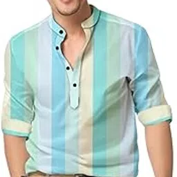 dream crushers Men's Cotton Multicolor Shirt Kurta for Men Stylish Regular Fit Full Sleeve Mens Shirt Kurta-picture-27