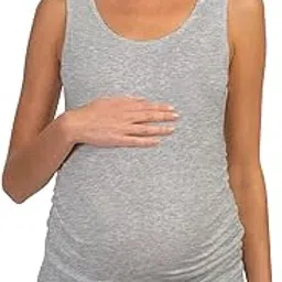 pepperika Pregnancy Stretchable Cotton Sleeveless Basic Maternity Tank Top for Pregnant Women Yoga Athletic Vest with Ruched Side for Baby Bump-picture-55