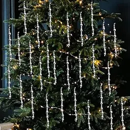 30 Pcs Silver Beads Drops for Christmas Tree Decoration | Xmas Ornaments | Hanging Ornaments for Christmas Tree DIY Xmas Holiday and Home Decor Gifts Decoration (Length-5 inch)-picture-16