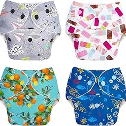 MOMSARC Cotton Cloth Diapers For Baby | Washable & Reusable Cotton Langot for New Born 0-3 Years | Freesize Leak Proof Diapers with Quick Dry Pad/Insert | Reduces Rash |(Multicolur, 4 Combo Pack)-image-76