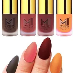 MI FASHION Velvet Matte Nail Polish Combo Pack Trendy And Stylish Colours 9.9ml Coffee, Light Peach, Maroon, Saffron Orange (Pack Of-4)-picture-37