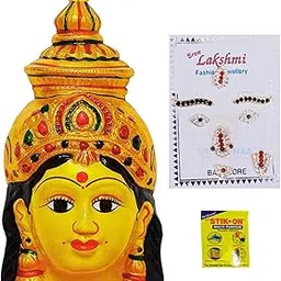SRI YAGNAA - 8-Inch Yellow Goddess Face - Ammavari Face - Varalakshmi Face for Spiritual Worship-picture-21