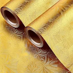 Ireer 2 Rolls Embossed Floral Gold Wrapping Paper Foil Sheets for Crafts, Scrapbook, Florist, Cake Board, Drums, Gift Wrapping - 46 ft-picture-70