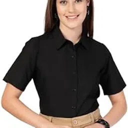 style quotient Women White Cotton Blend Formal Short Sleeve Shirt image 1