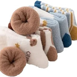 khillayox Winter Fuzzy Socks for Kids Ankle Length Cozy Soft Fuzzy - Perfect for Baby Girls and Baby Boys - Warm Comfort, Thick Winter Socks, Cute Patterns-picture-51