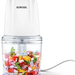 Borosil Chef Delite 260W Electric Chopper For Kitchen Use, White Chopper, Kitchen Accessories Items, Turbo Speed Option, Stainless Steel Blades, Whisking Blade for Cream, Chaas, Lassi-picture-27