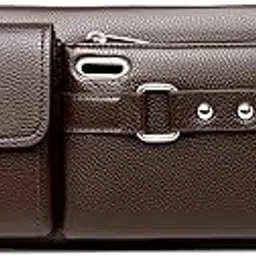 handcuffs Mens & Womens Waist Bag | Pouch | Leather | Fanny Pack | Belt | Adjustable Strap | Travel | Passport | Holder | Side Bags (Brown)-picture-24