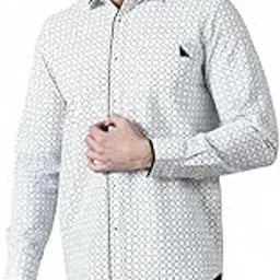 pier seven Men's Cotton Printed Regular Fit Shirt - White (CWM110)-picture-28
