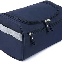erhetus Nylon Multipurpose Large Cosmetic Bag For Women's | Makeup Pouch For Travel | Toiletry Bags With Hook For Hanging | Waterproof Grooming Kit Storage Pouches For Men (Navy) - 14 Cm-picture-21