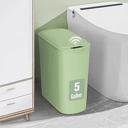 Cesun 5 Gallon Green Automatic Bathroom Trash Can, Touchless Motion Sensor Garbage Can with Lid, Plastic Slim Cute Wastebasket for Bathroom, Office, rv, Bedroom-image-46