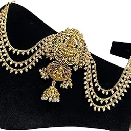 Seyon Lakshmi Design 2layer Jada Billai With White Pearls Hanging Maatil For Hair (KRPA005M)-picture-44