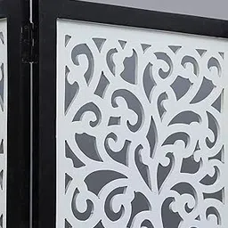 Wooden Room Divider Partition – Folding Privacy Screen Separator for Home, Office, Bedroom, Living Room & Workspace - Tree Design, Black & White (5 Panel)-picture-31