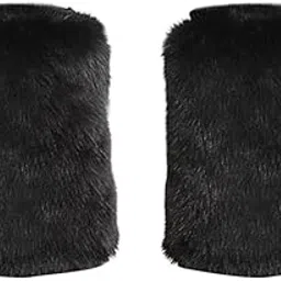 Ladies Solid Faux Fur Leg Warmer Winter Boots Shoes Cuff Sleeve Topper Black Clothing Shoes & Accessories | Womens Clothing | Hosiery & Socks | Leg Warmers-image-27